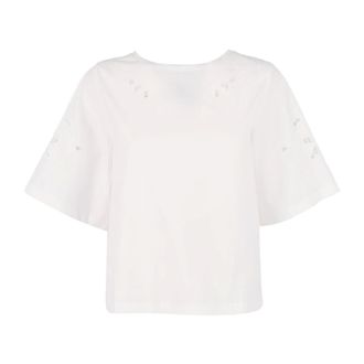 Max Mara Dames, Tops, Wit, Maat: M Katoen