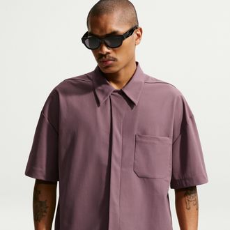 Nike Mens 24.7 PerfectStretch Dri-FIT UV Button-Up Shirt in Purple | IF2734-502