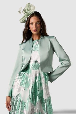 Coast Crop Satin Jacket in Sage at Nordstrom, Size 10