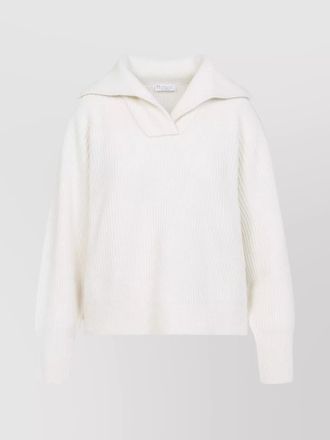 Brunello Cucinelli cashmere wool silk ribbed polo neck jumper