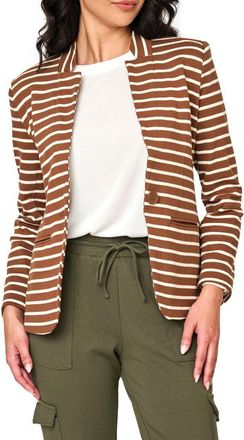 Gibsonlook Stripe Knit Blazer in Saddle/Ivory Stripe at Nordstrom, Size X-Small