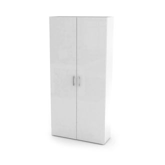 Dmora Zapatero Moderno, Made In Italy, Con 2 Puertas Y Estantes Internos, Zapatero De Entrada, Armario Multiusos, 91x33h190 Cm, Color Blanco Brillante, Con 