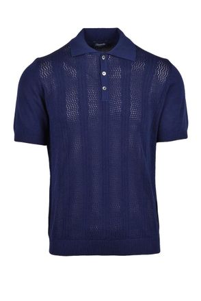 Drumohr Cotton Knit Polo Shirt - Blue