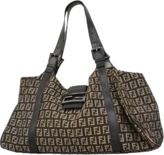 Fendi Pre-owned Shoulder Bags, female, Brown, Size: ONE SIZE Pre-owned Nylon Shoulder Bag