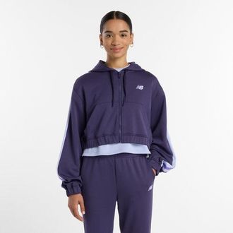New Balance Mujer Interlock Full Zip en P&uacute;rpura, Poly Knit, Talla XL