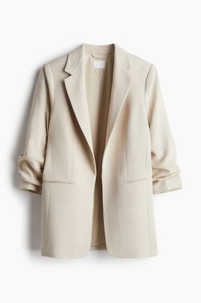 H&M Blazer mit gerafften &Auml;rmeln - Hellbeige