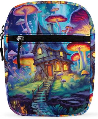Generic Mushroom Houses Crossbody Bag Adjustable Satchel Cute Shoulder Bag Lightweight Sling Bags