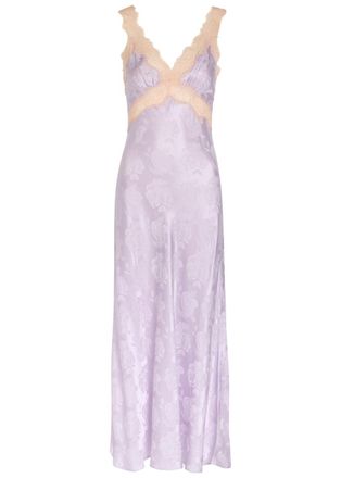 Ronny Kobo Bryn Floral-jacquard Silk-blend Midi Dress - Light Purple - XL (UK16 / XL)