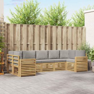 vidaXL Vidaxl Set Di Divani Da Esterno 7 Pz Bianco E Grigio Chiaro Poliestere