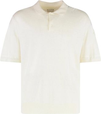 Moncler Linnen en Zijde Logo Polo Shirt - Heren - Polos - Beige - L - Linnen - Tops