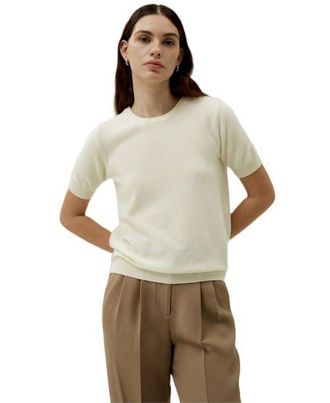 LilySilk Crew Neck Basic Knit Top in White at Nordstrom, Size Medium