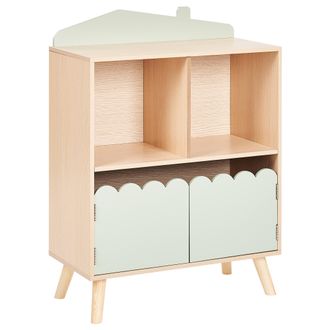 Beliani Estanter&iacute;a De 1 Balda Con Almacenaje Para Habitaci&oacute;n Infantil De Madera De Pino Mdf Con Patas De Madera Clara Lackey