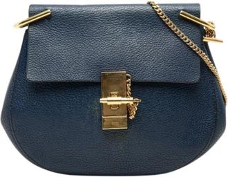 Chlo&eacute; Pre-owned Drew Crossbody - Dames - Vintage Schoudertas - Blauw - ONE Size - Leer - Vintage