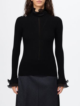 Liu Jo Maglia a lupetto slim fit in lana con rouches e polsi svasati