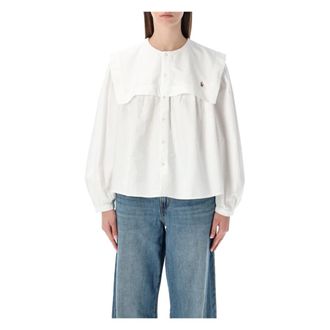 Polo Ralph Lauren Overhemden, Dames, Wit, S, Katoen, Shirt Big Collar