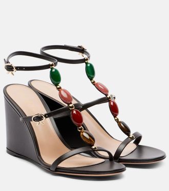 Gianvito Rossi Sandali con zeppa in pelle