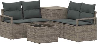 vidaXL Juego De Sof&aacute; 6 Uds. Gris Y Gris Oscuro Rat&aacute;n Sint&eacute;tico Y Acero Vidaxl