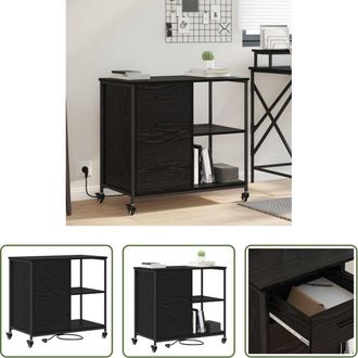 vidaXL Stazione di ricarica - Cabina con Stazione di Ricarica Rovere Nero 76 x 41 x 72 cm
