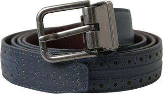 Dolce & Gabbana Perforated Metal Buckle Belt - unisex - Riemen - Blauw - ONE Size - Leer - Accessoires
