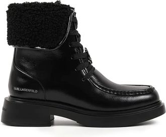 Karl Lagerfeld Stivali Macie in shearling sintetico con logo - Nero
