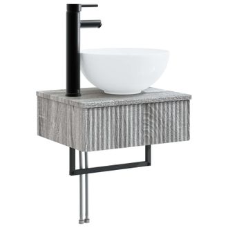 vidaXL Lavabo De Lavado Montado En La Pared Sonoma Gris Vidaxl