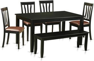 East West Furniture 6 PC Table set - Dinette Table and 4 Dining Chairs plus Bench