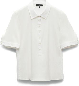 Rag & Bone Rag & Bone Womens Ribbed Mixed Media Short Sleeve Polo, White