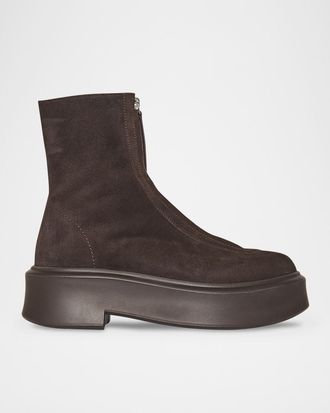 The Row Suede Zip Moto Booties