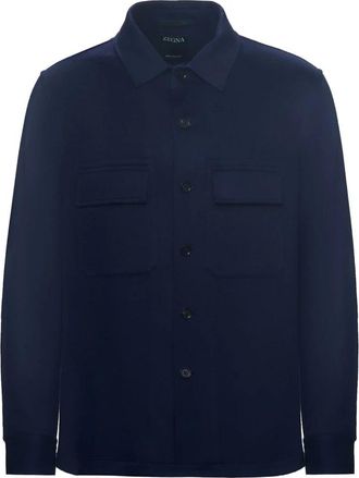 Ermenegildo Zegna Overshirt - Heren - Casual Overhemden - Blauw - 2XL - Kasjmier - Overhemden