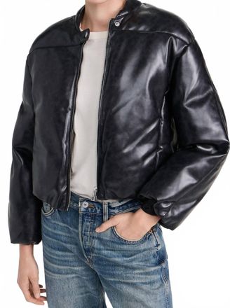 Apparis Pre-Loved Gigi Vegan Leather Bomber Jacket In Black