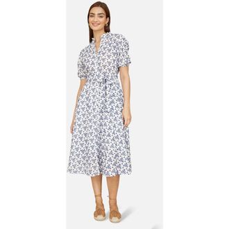 Yumi Broderie Anglaise Midi Shirt Dress in Cool White at Nordstrom, Size 12