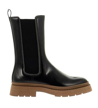 Brunello Cucinelli Black Leather Ankle Boots Size 41