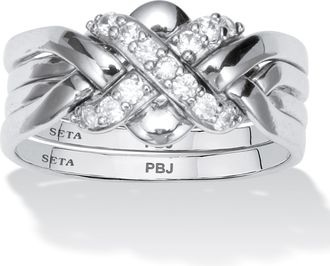 Palm Beach Jewelry 27 TCW CZ Platinum-plated Puzzle Ring