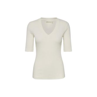 Inwear Basic T-shirt van zacht geribbeld katoen - Dames - Blouses & Shirts - Wit - Maat: 2XS Katoen