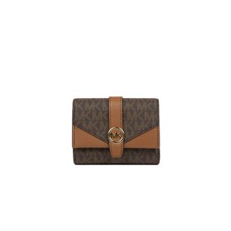 Michael Kors Greenwich Medium Signature Logo Drievoudige Portemonnee - Dames - Accessoires - Bruin - Maat: ONE Size