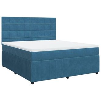 vidaXL Vidaxl - Cama Box Spring Con Colch&oacute;n Terciopelo Azul 180x200 Cm
