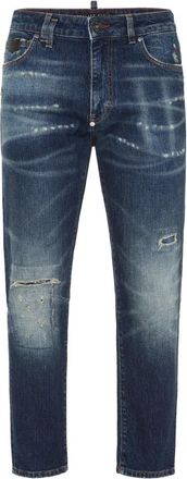 Philipp Plein 5-Pocket Detroit Fit Jeans - Heren - Slim Fit Jeans - Blauw - W32 - Katoen - Jeans