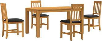 vidaXL Conjunto De Comedor 5 Uds. Negro Madera De Roble S&oacute;lido Vidaxl