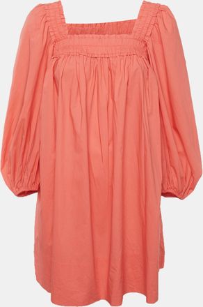 Zimmermann Orange Cotton Smocked Mini Dress