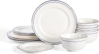 Emeril Lagasse Victory 12-Piece Porcelain Dinnerware Set, Colored Rim in Blue at Nordstrom