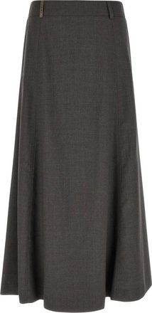 PESERICO Rokken, Dames, Grijs, XS, Wol, Uitlopende midi-rok