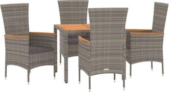 vidaXL Set Comedor De Jard&iacute;n 5 Piezas Con Cojines Rat&aacute;n Sint&eacute;tico Gris Vidaxl
