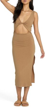 Billabong Take a Look Convertible Rib Midi Dress in Rose Brown at Nordstrom, Size Large