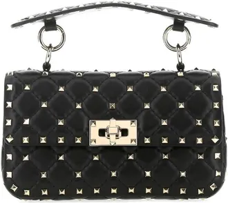 Valentino Garavani Black Nappa Leather Small Rockstud Spike Handbag
