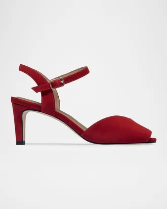 Bernardo 65mm Hartley Suede Ankle-Strap Sandals