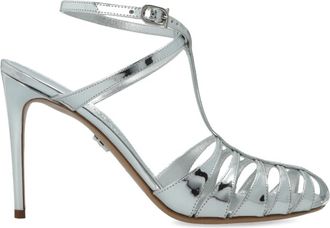 Ferragamo Lipa 95 Sandalen met Hak - Dames - Sandalen met hakken - Grijs - 37 1/2 EU - Leer - Schoenen
