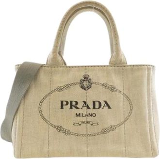 Prada Pre-owned Tote Bags, female, White, Size: ONE SIZE Pre-owned Denim Tote Bag