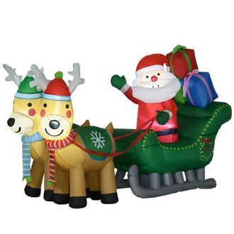 HOMCOM Decoraci&oacute;n inflable de navidad 210x70x125 cm multicolor