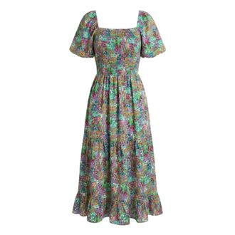 AX PARIS Zomerse midi-jurk voor dames van polyester met ruches aan de zoom (Veelkleurig)