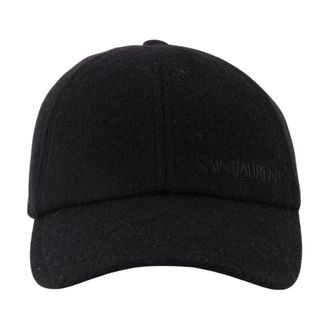 Saint Laurent Caps, male, Black, Size: 57 CM Cashmere Black Cap Autumn-Winter 2025